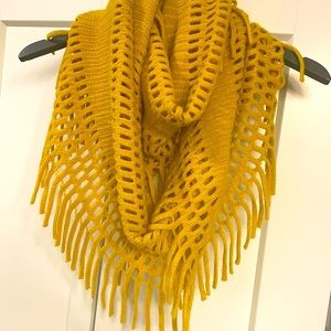 NWOT Mustard Yellow Fringe Infinity Scarf